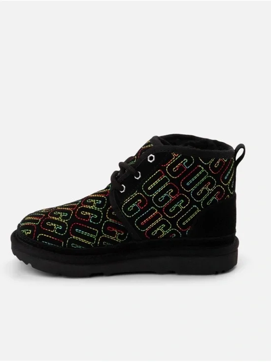 UGG NEUMEL II GRAPHIC STITCH Multi Color BLACK SUEDE BOOTS Chukka Size 13 - Picture 4 of 7